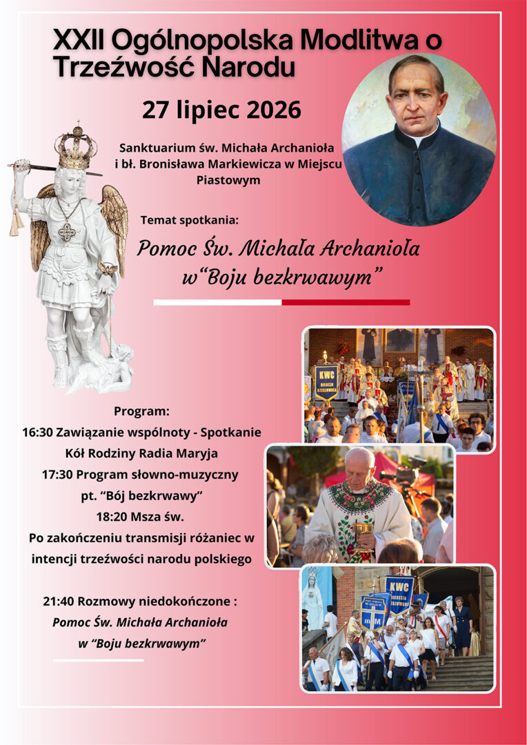 Zaproszenie na XXII Ogólnopolską Modlitwę o Trzeźwość Narodu w Miejscu Piasotwym